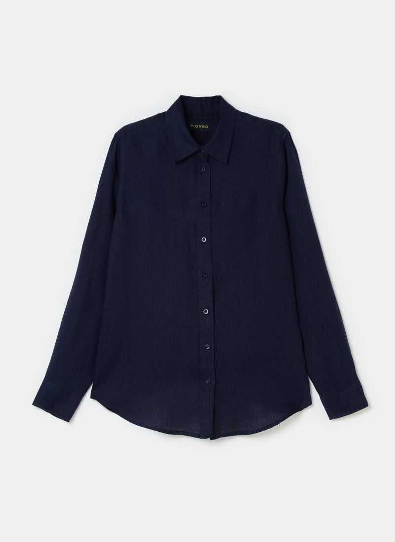 Ovs Linen Blouse Navy Blue