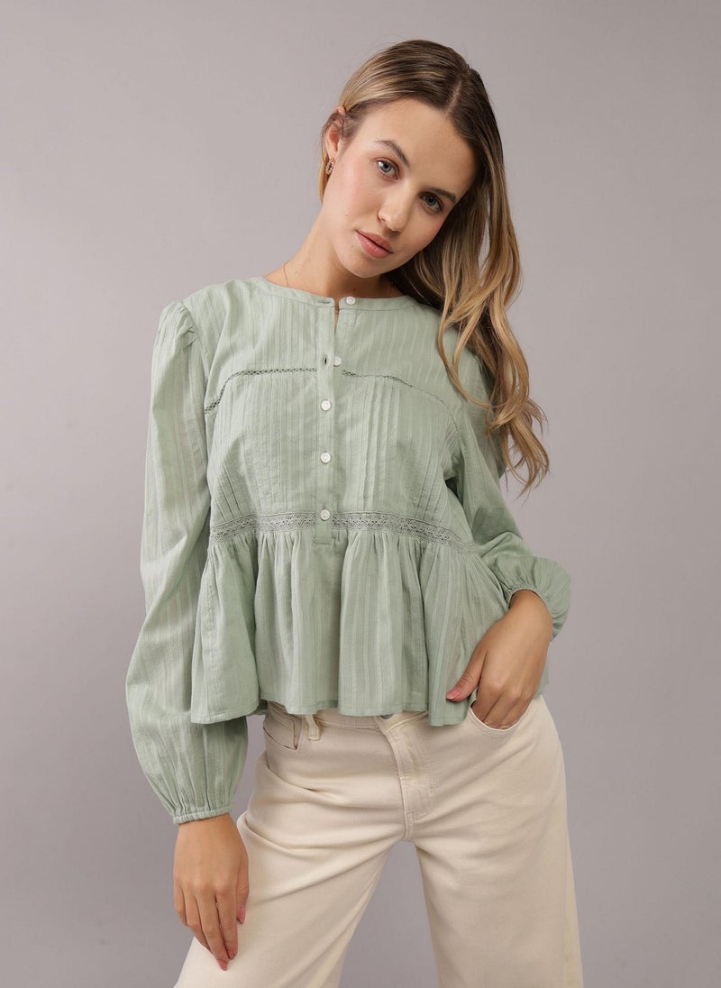 Babydoll Balloon Sleeve Blouse