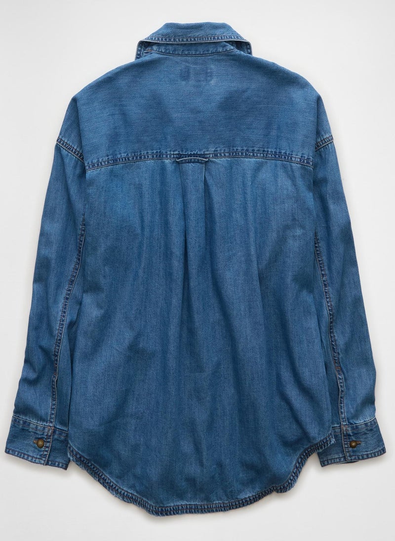 Dreamy Drape Denim Perfect Button-Up Shirt