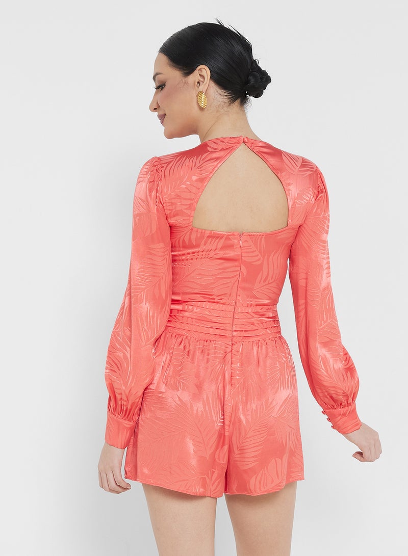 Long Sleeve Jacquard Romper