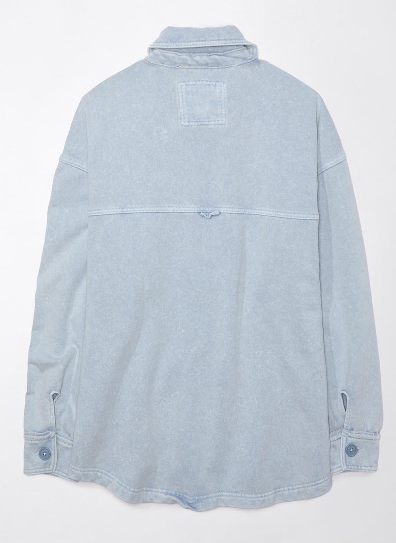 Oversized Knit Button-Up Shirt