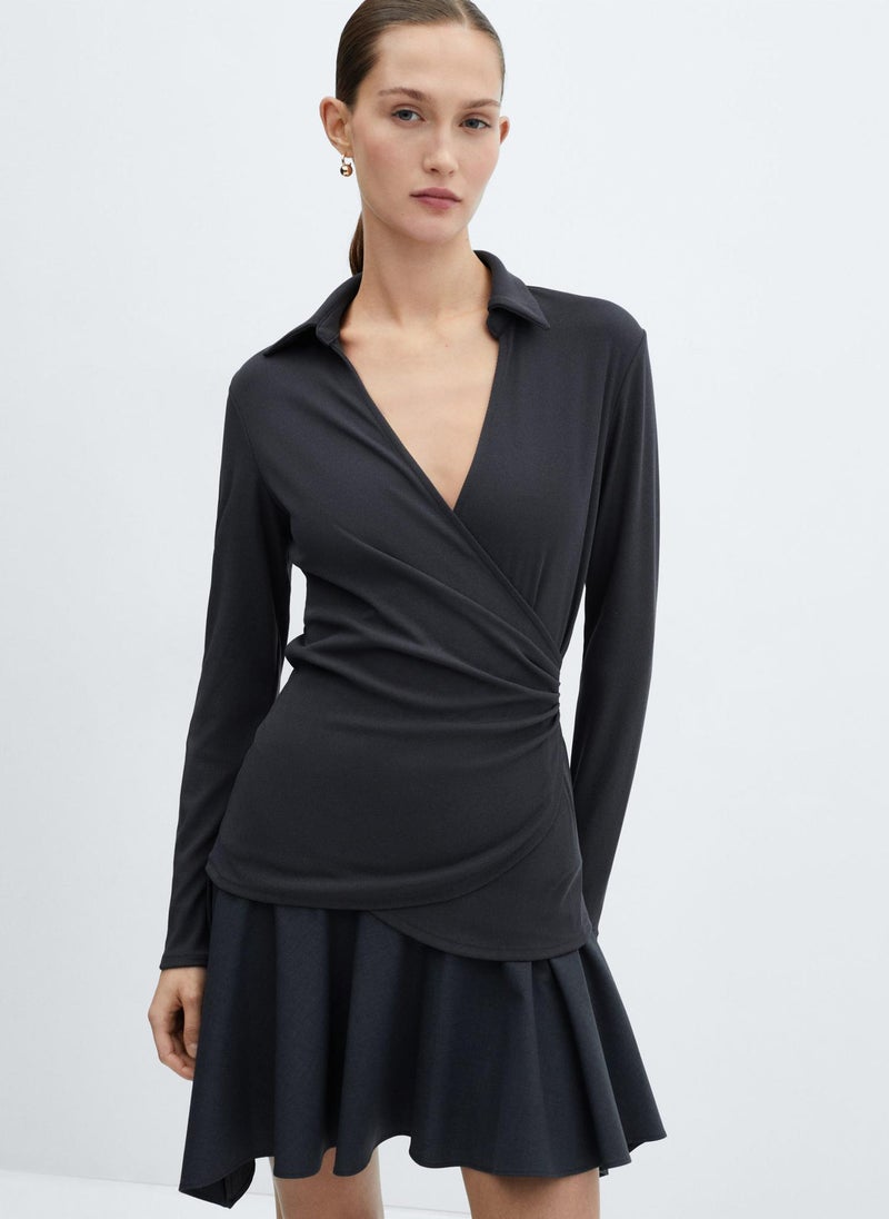 Casual Wrap Dress With V-Neckline