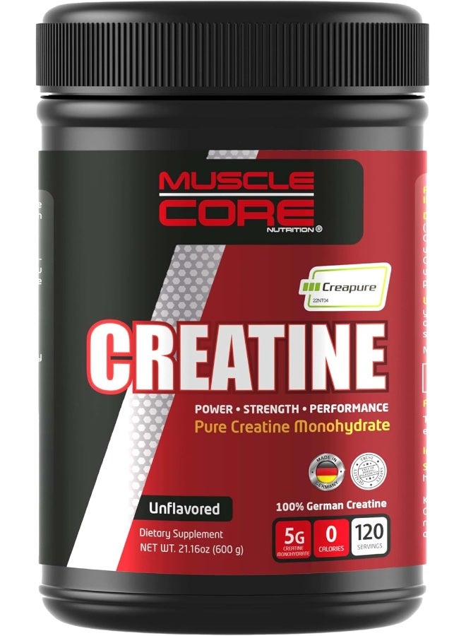 100% Pure Monohydrate Creatine Help To Increase Muscle Mass And Performance Unflavoured 600 Grams 120 Servings