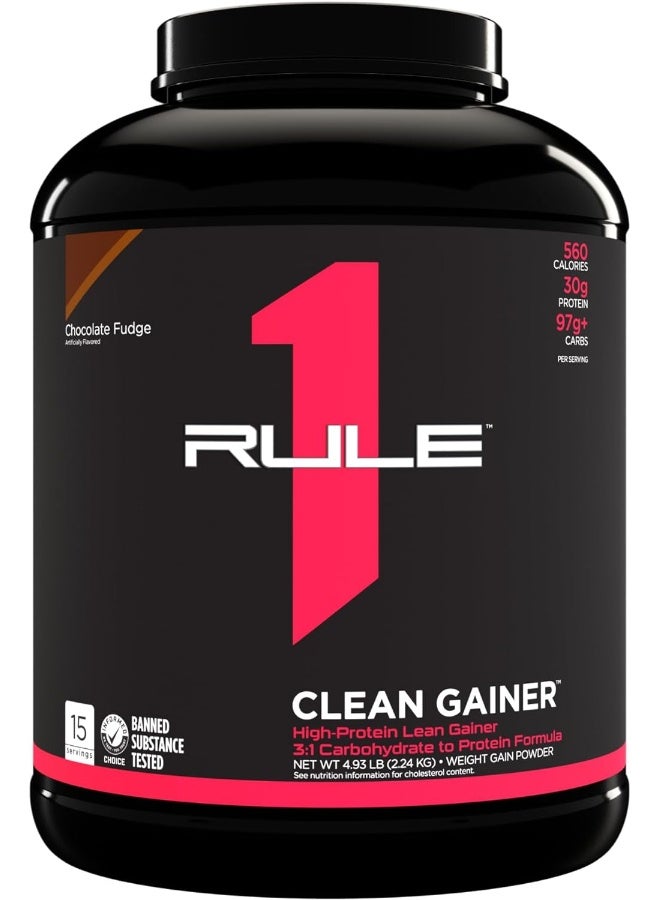 1 Clean Gainer High Protein Lean Gainer 3:1 Carbohydrate To Protein Formula Chocolate Fudge 15 Servings 2.24Kg