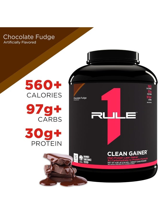 1 Clean Gainer High Protein Lean Gainer 3:1 Carbohydrate To Protein Formula Chocolate Fudge 15 Servings 2.24Kg