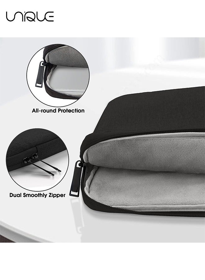 13.3 inch Laptop Sleeve Bag Compatible with MacBook Air Mac Pro M1 Surface Lenovo Dell HP Computer Bag Accessories Polyester Case with Pocket - Black