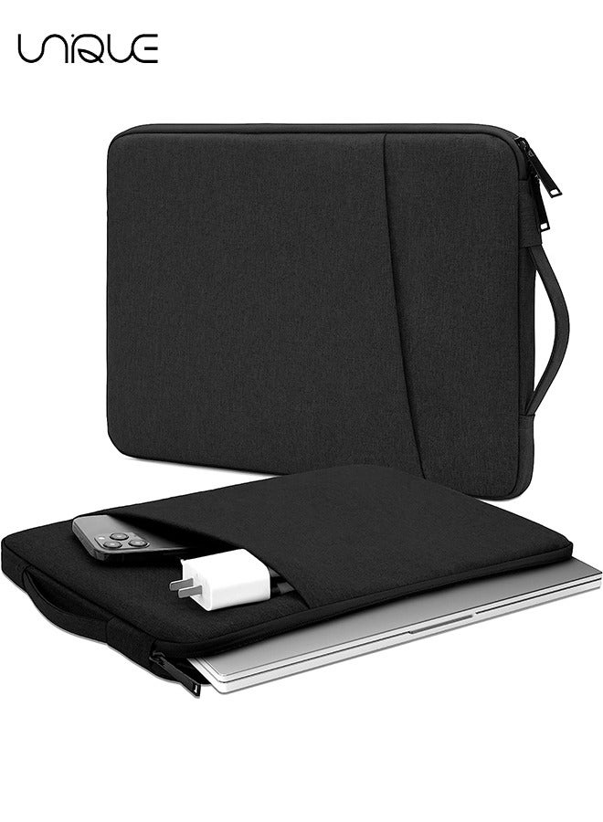 13.3 inch Laptop Sleeve Bag Compatible with MacBook Air Mac Pro M1 Surface Lenovo Dell HP Computer Bag Accessories Polyester Case with Pocket - Black