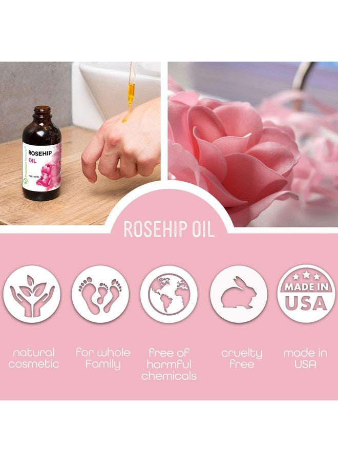 Rosehip Oil For Face Oil For Women, Rosehip Seed Oil Pure Cold Pressed Unrefined Oil For Hair And Nails Skin Care Moisturizer, Rose Hips Face Oils And Serums 4Oz