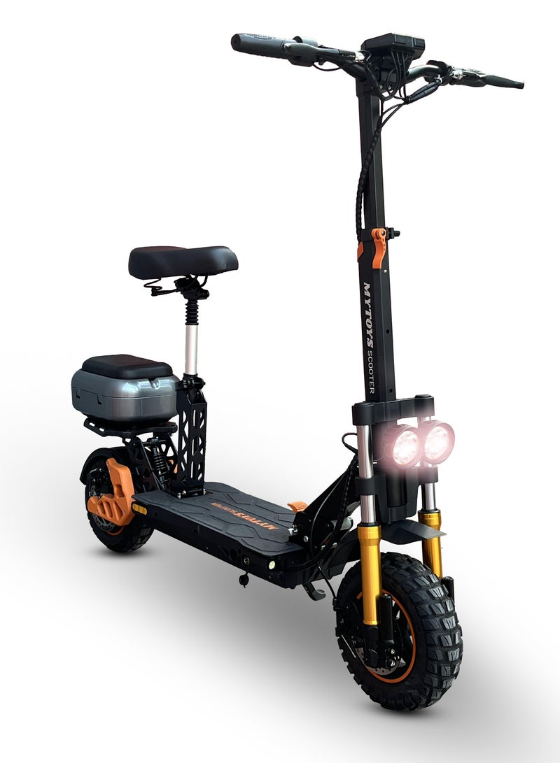 Mytoys MT590 High Speed Electric Scooter 65 km/h Speed,1500W Brushless Motor, High Capacity Battery 20Ah,60km Range With Adjustable Leather Seat Super Hydrolic Suspension, Back Cushion Storage Box