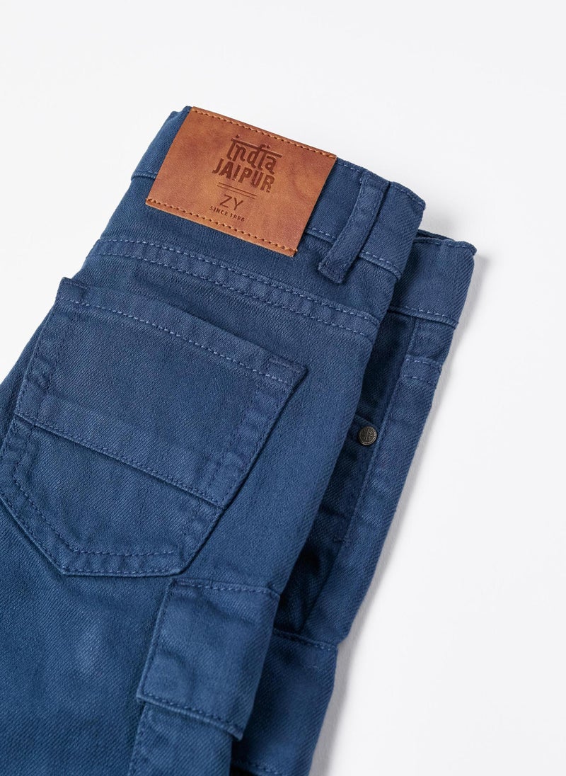 Twill Shorts with Cargo Pockets for Boys 'Midi', Dark Blue