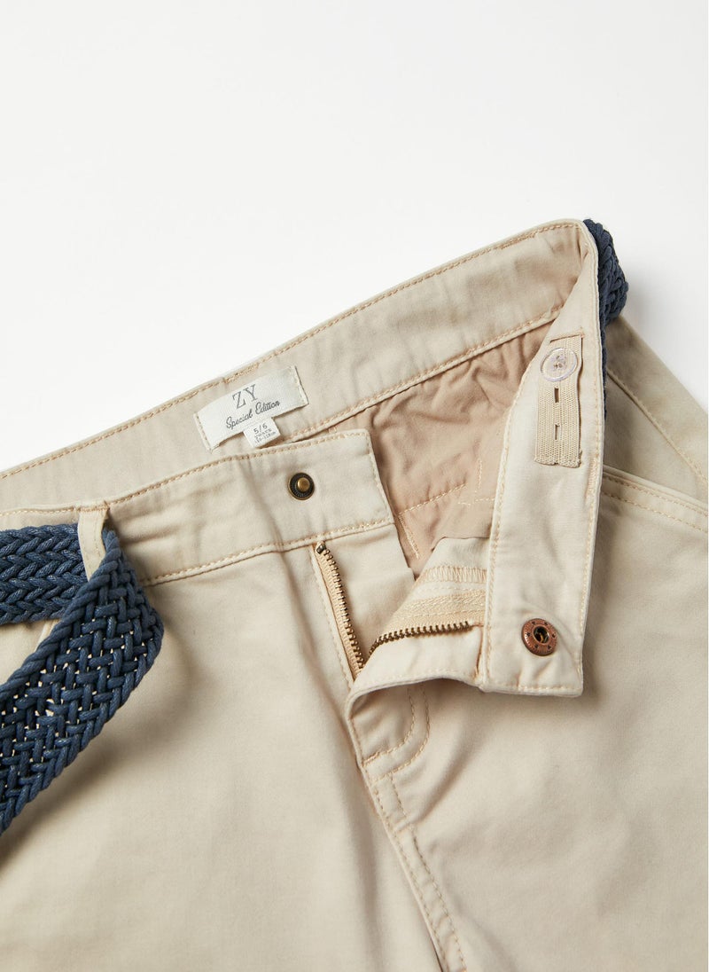 Shorts with Belt for Boys, Beige