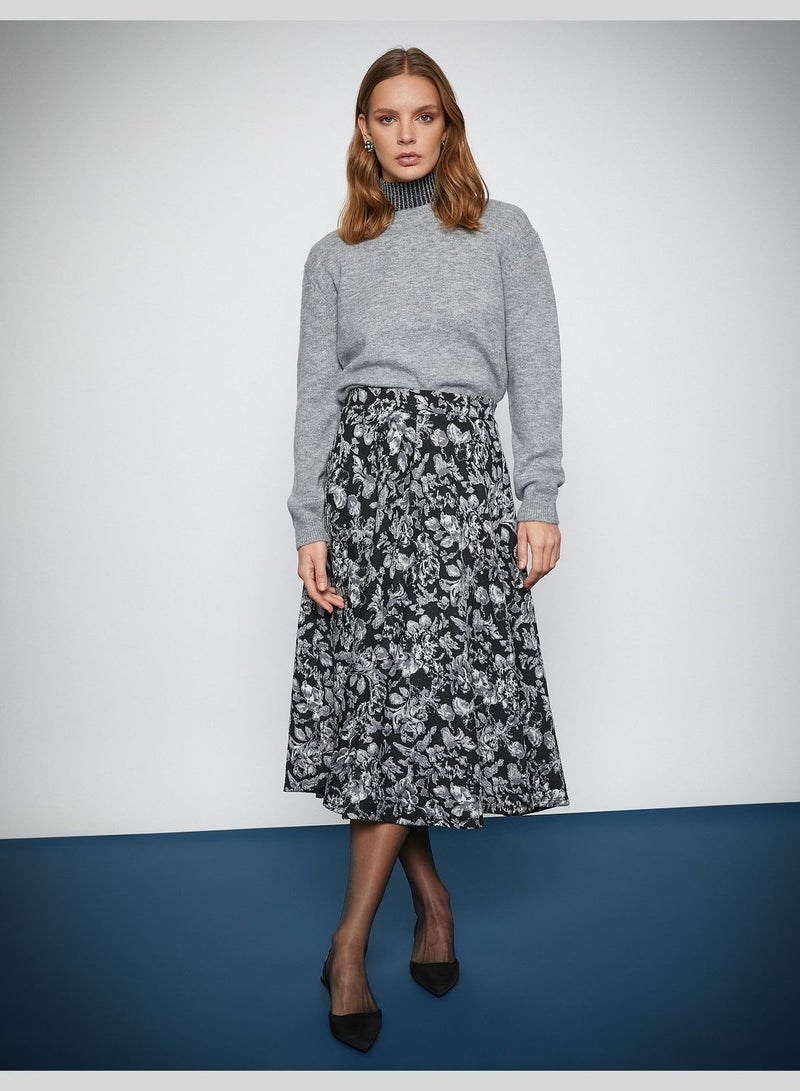 Floral Midi A Line Skirt