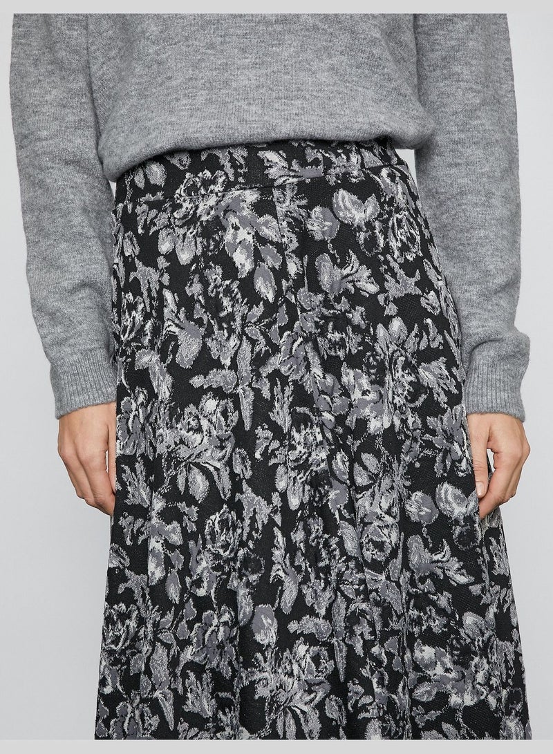 Floral Midi A Line Skirt