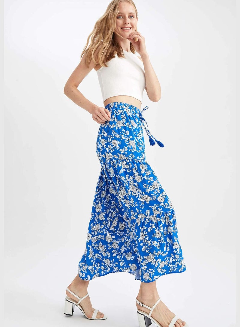 Traditional Floral Print Maxi Skirt