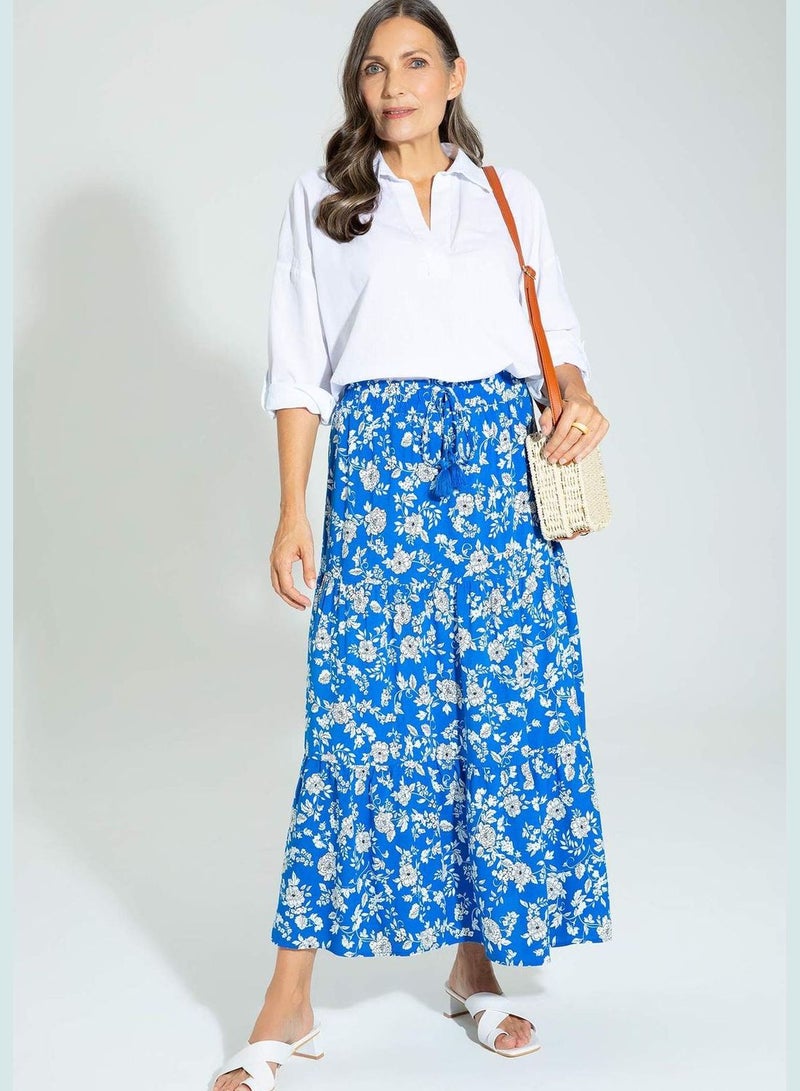 Traditional Floral Print Maxi Skirt