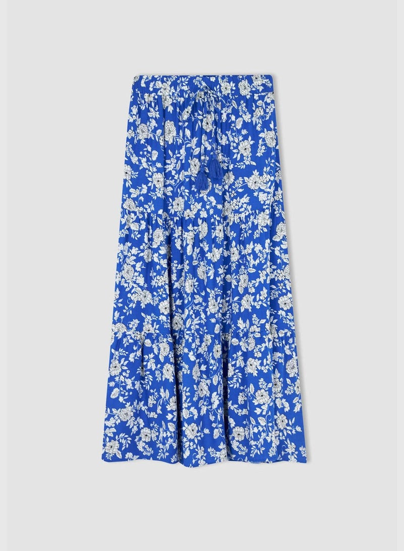 Traditional Floral Print Maxi Skirt