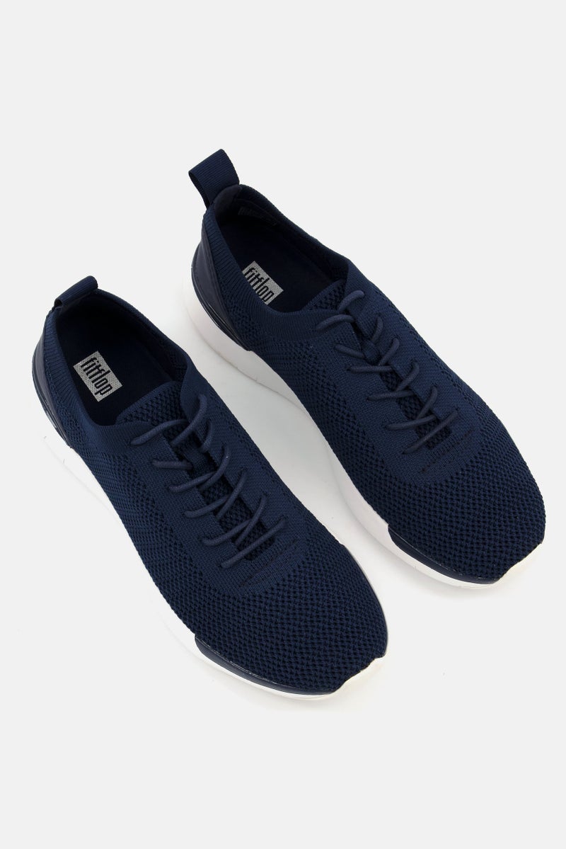 Men Flexknit Lace Up Casual Shoes, Navy/White