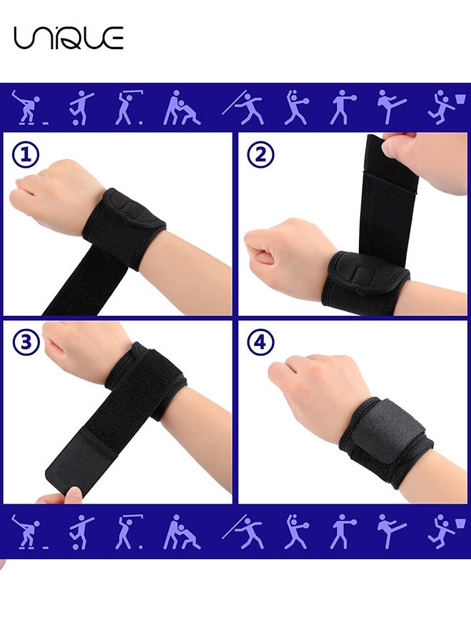 2 Pieces Wrist Brace Adjustable Wrist Support Wrist Straps for Fitness Weightlifting, Tendonitis, Carpal Tunnel Arthritis, Wrist Wraps Wrist Pain Relief Highly Elastic (Black)