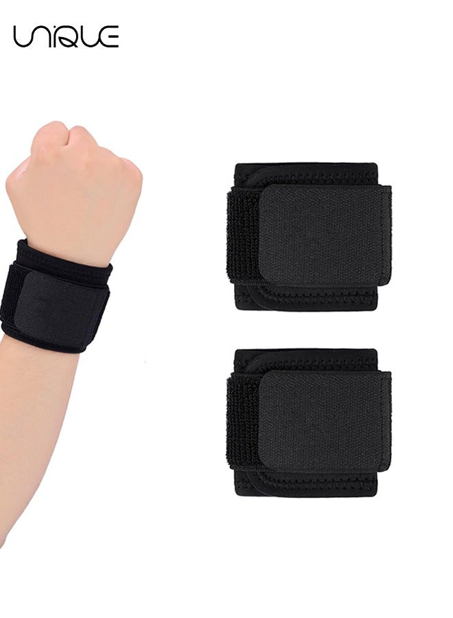 2 Pieces Wrist Brace Adjustable Wrist Support Wrist Straps for Fitness Weightlifting, Tendonitis, Carpal Tunnel Arthritis, Wrist Wraps Wrist Pain Relief Highly Elastic (Black)