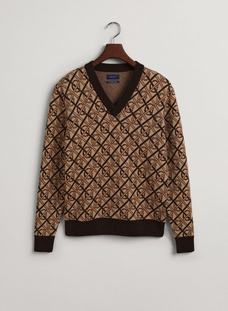 Gant Monogram Merino V-Neck Sweater