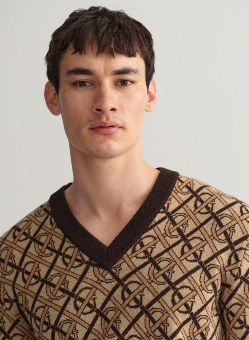 Gant Monogram Merino V-Neck Sweater