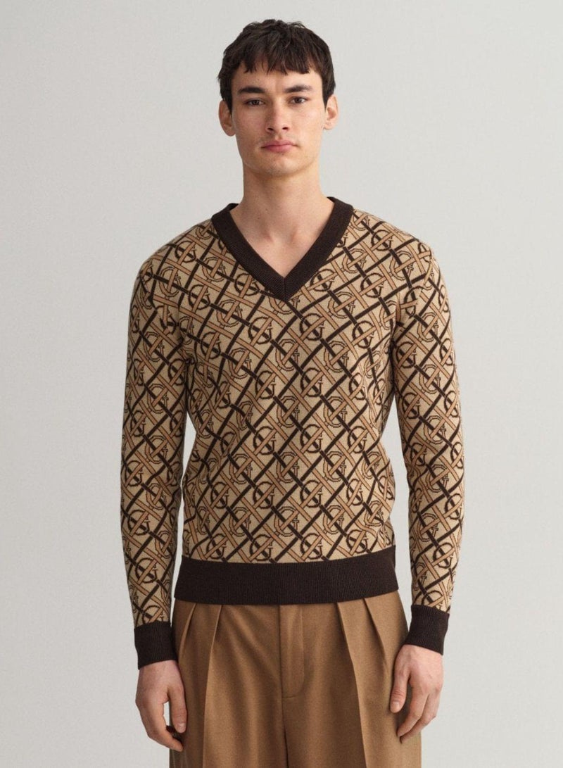 Gant Monogram Merino V-Neck Sweater