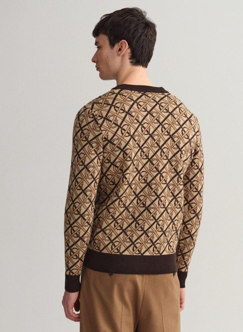 Gant Monogram Merino V-Neck Sweater