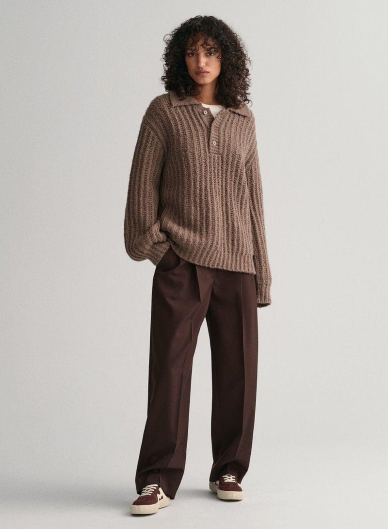 Gant Ribbed Wool Polo Sweater