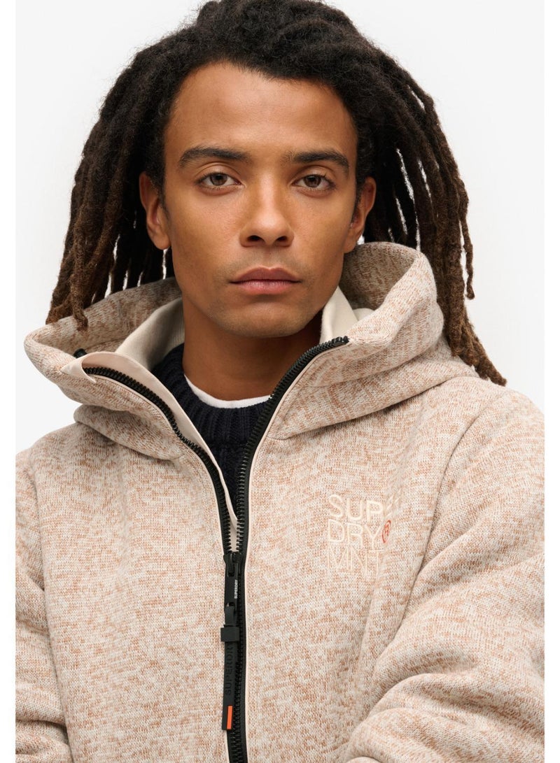 HOODED BONDED KNIT BOMBER JKT
