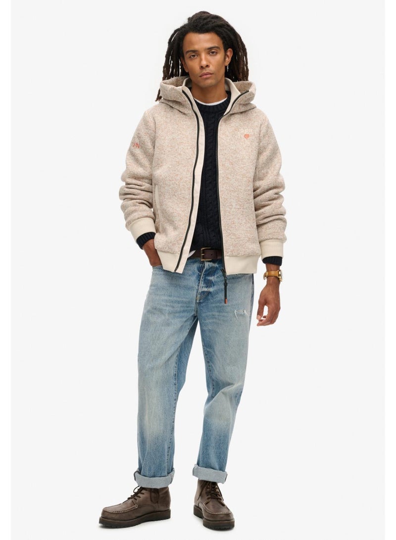 HOODED BONDED KNIT BOMBER JKT
