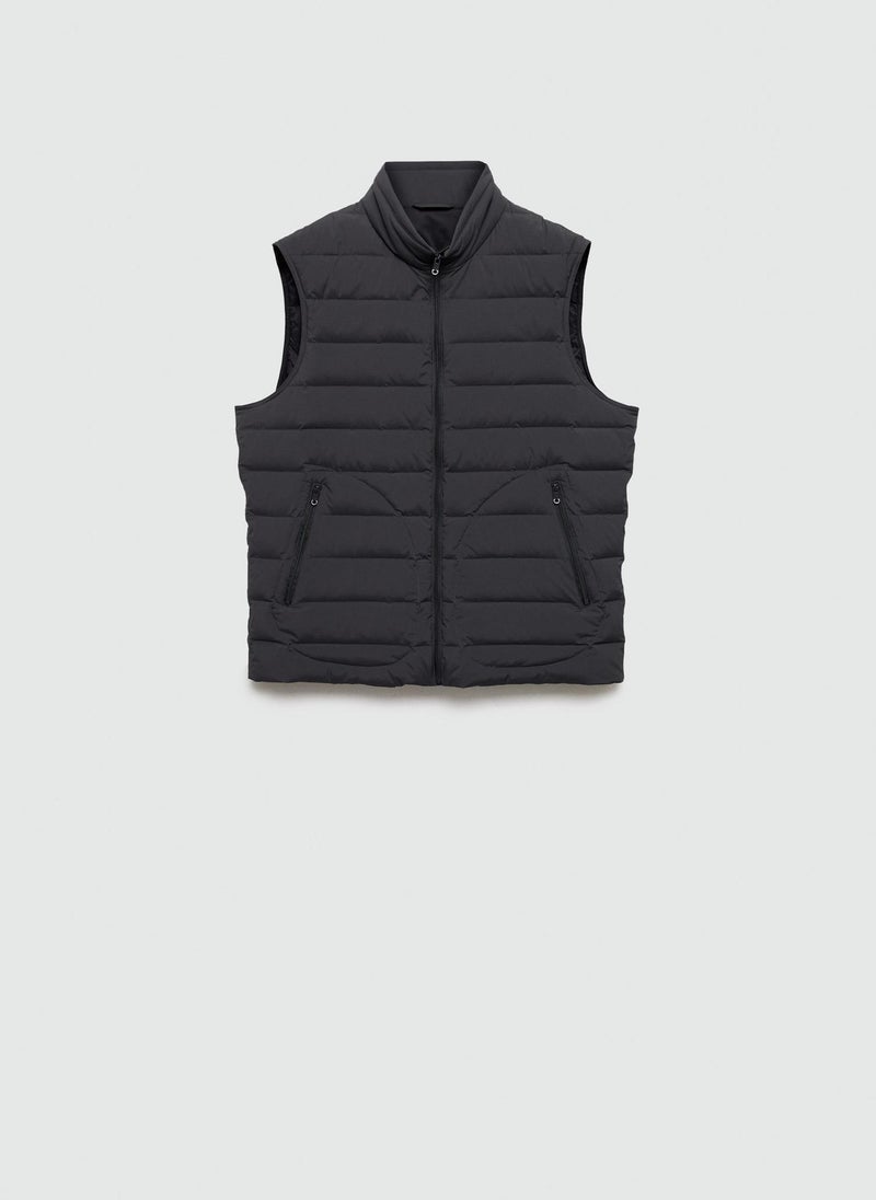 Quilted Vest With Down And Feather Filling