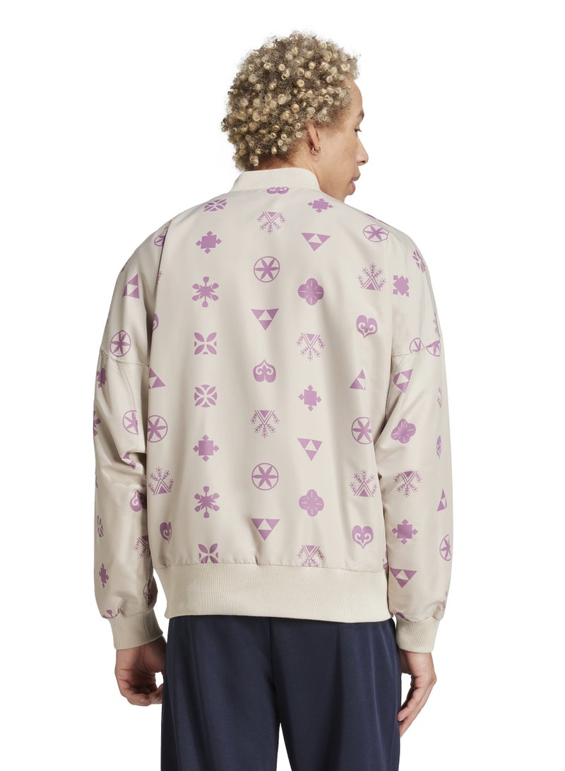 Bloom Sky Print Woven Bomber Jacket