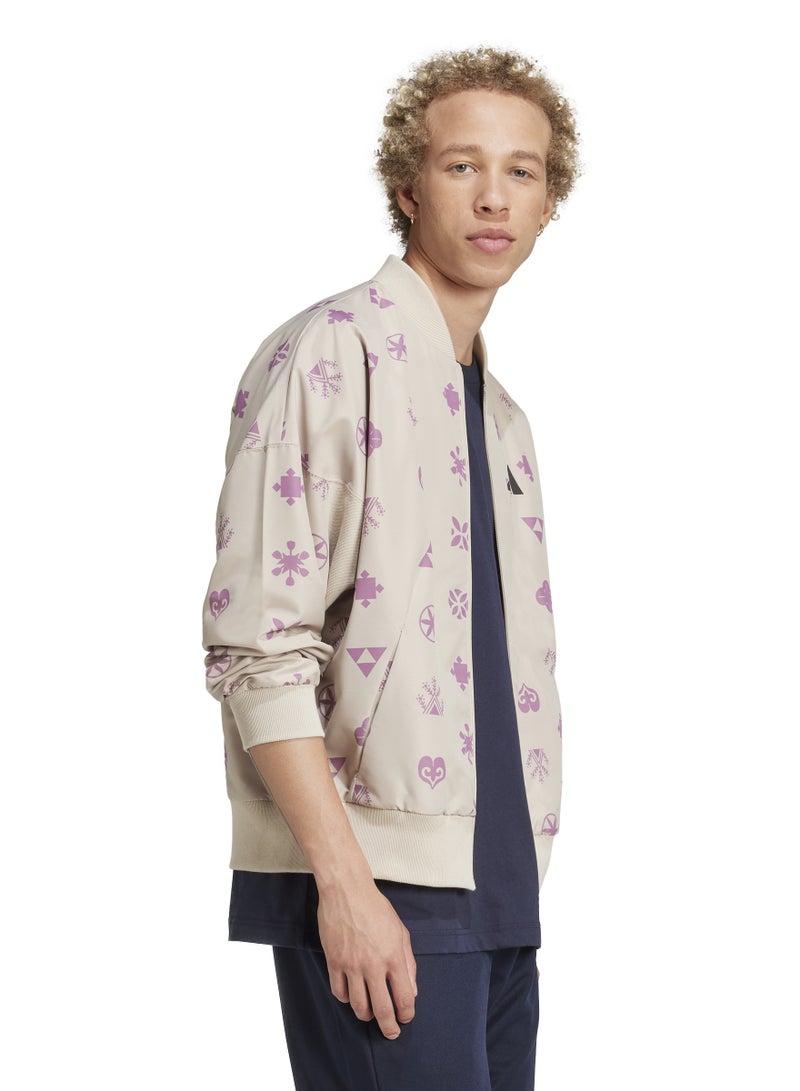 Bloom Sky Print Woven Bomber Jacket