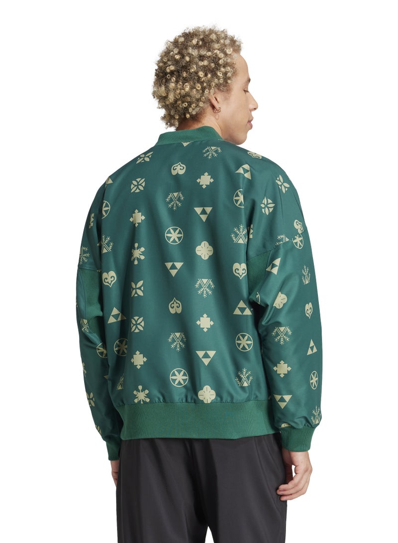 Bloom Sky Print Woven Bomber Jacket