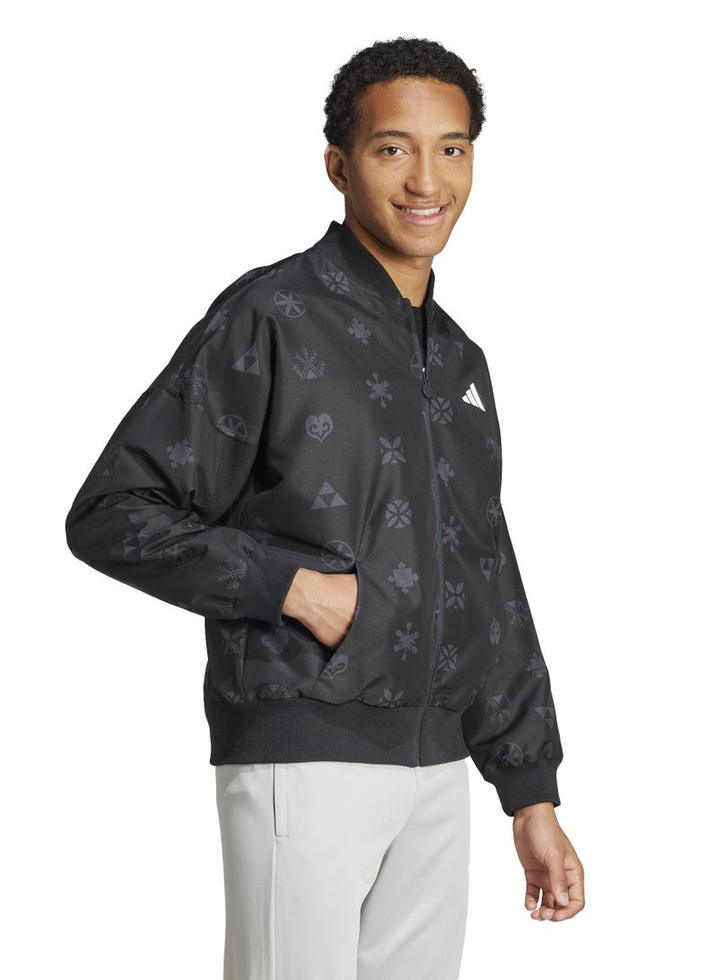 Bloom Sky Print Woven Bomber Jacket