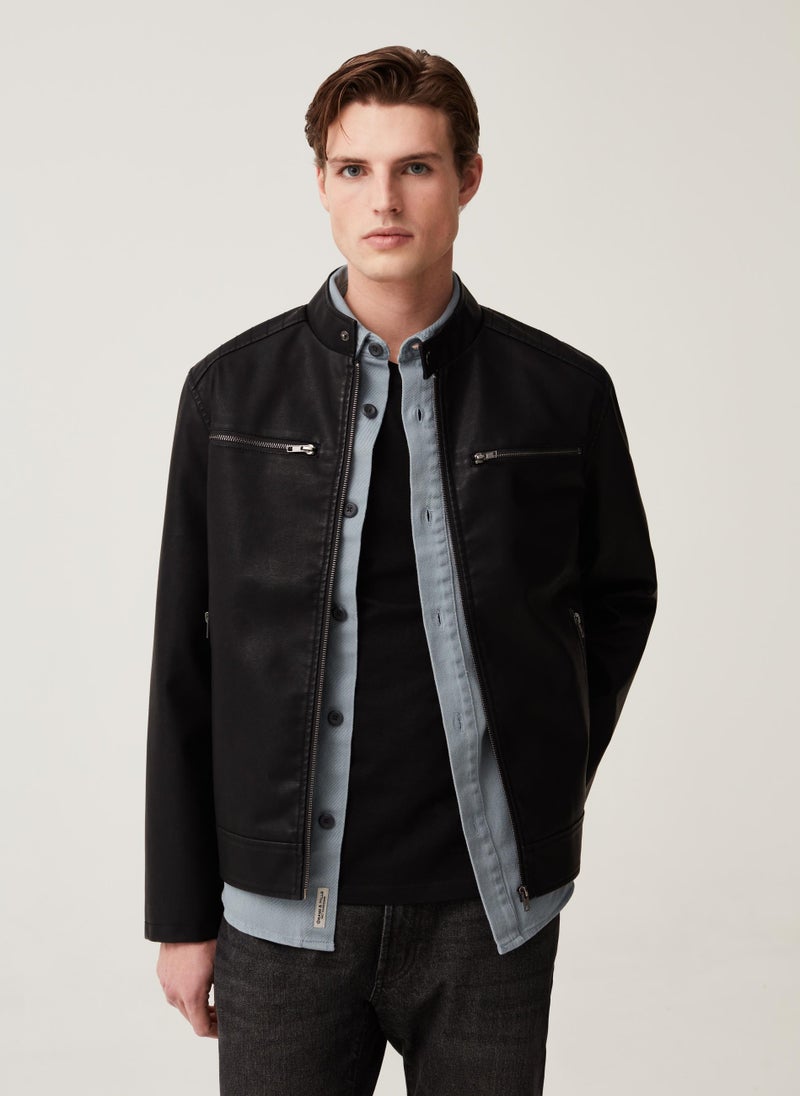 Grand & Hills biker jacket with mock neck