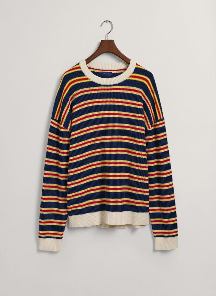 Multi Striped Crew Neck Sweater