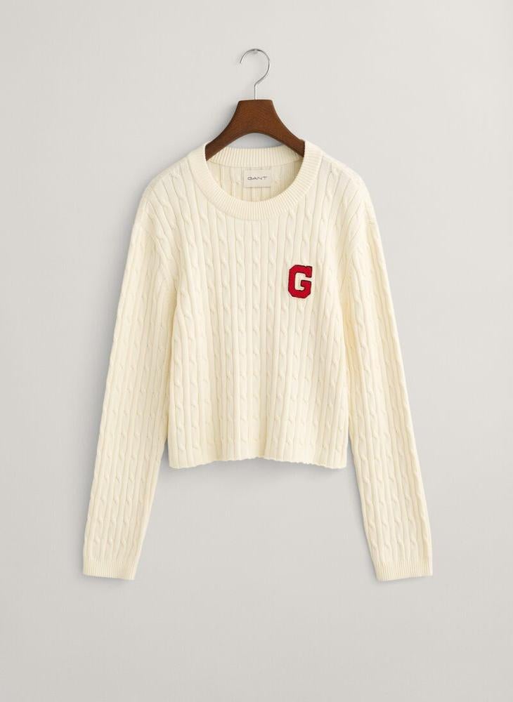 G Badge Cable Knit Sweater