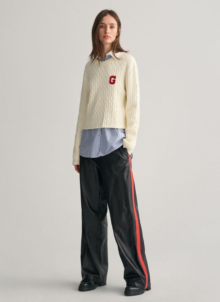 G Badge Cable Knit Sweater