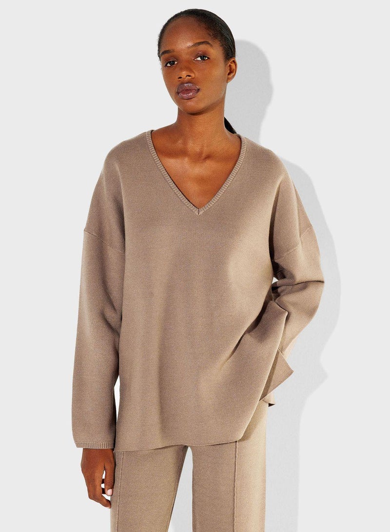 V-Neck Knitted Sweater