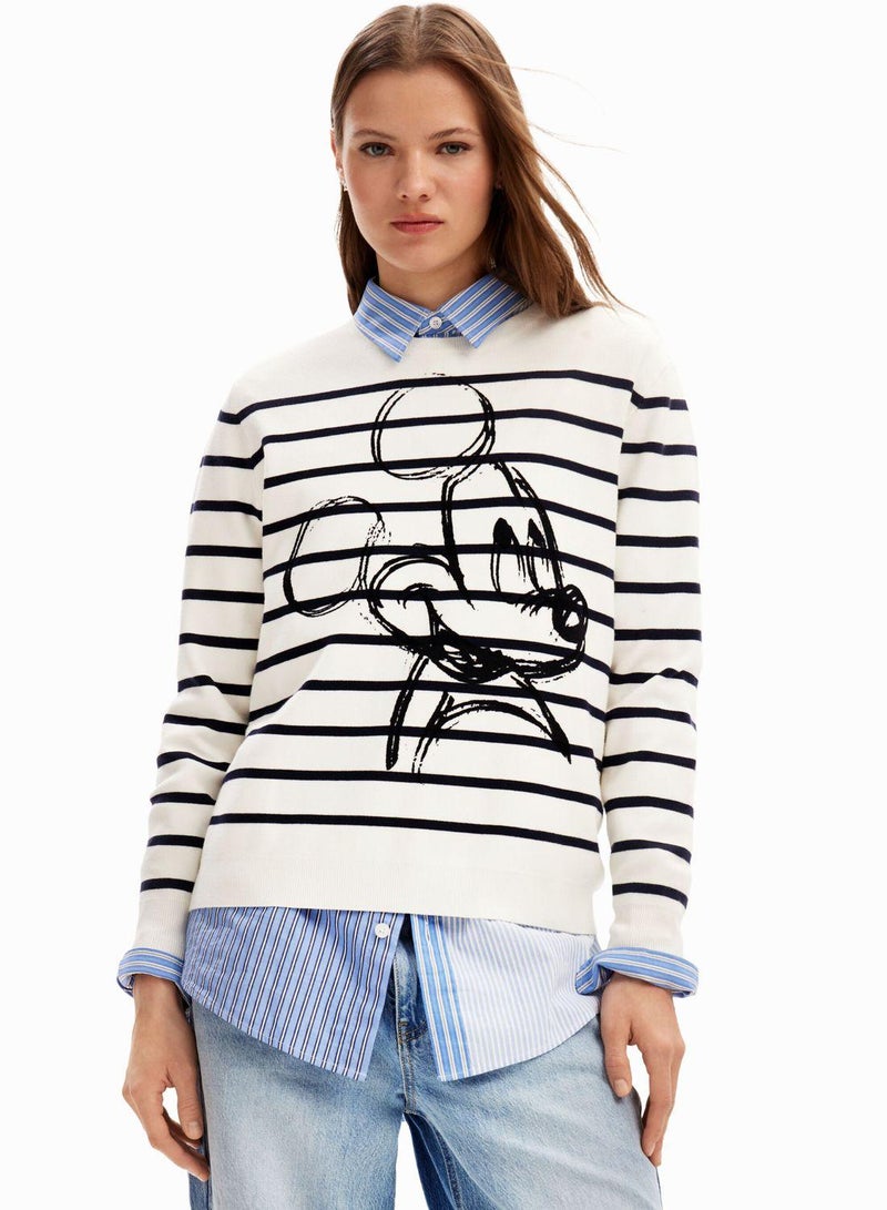 Striped Mickey Mouse Knitted Pullover