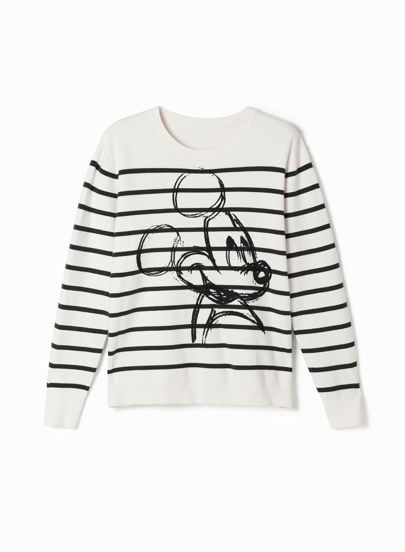 Striped Mickey Mouse Knitted Pullover