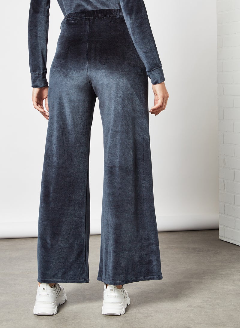 Velvet Wide Leg Pants Navy