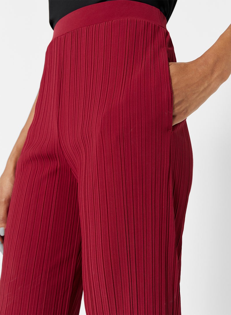 Siberia Pleated Jersey Pants Burgundy