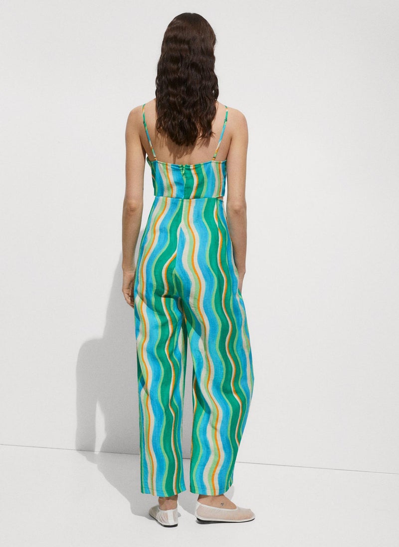 Casual Slits Printed Draped Jumpsuit