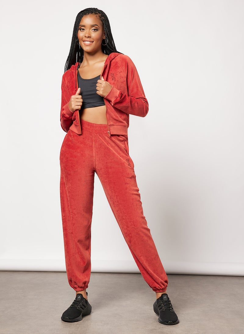 Velour Loose Fit Sweatpants Red