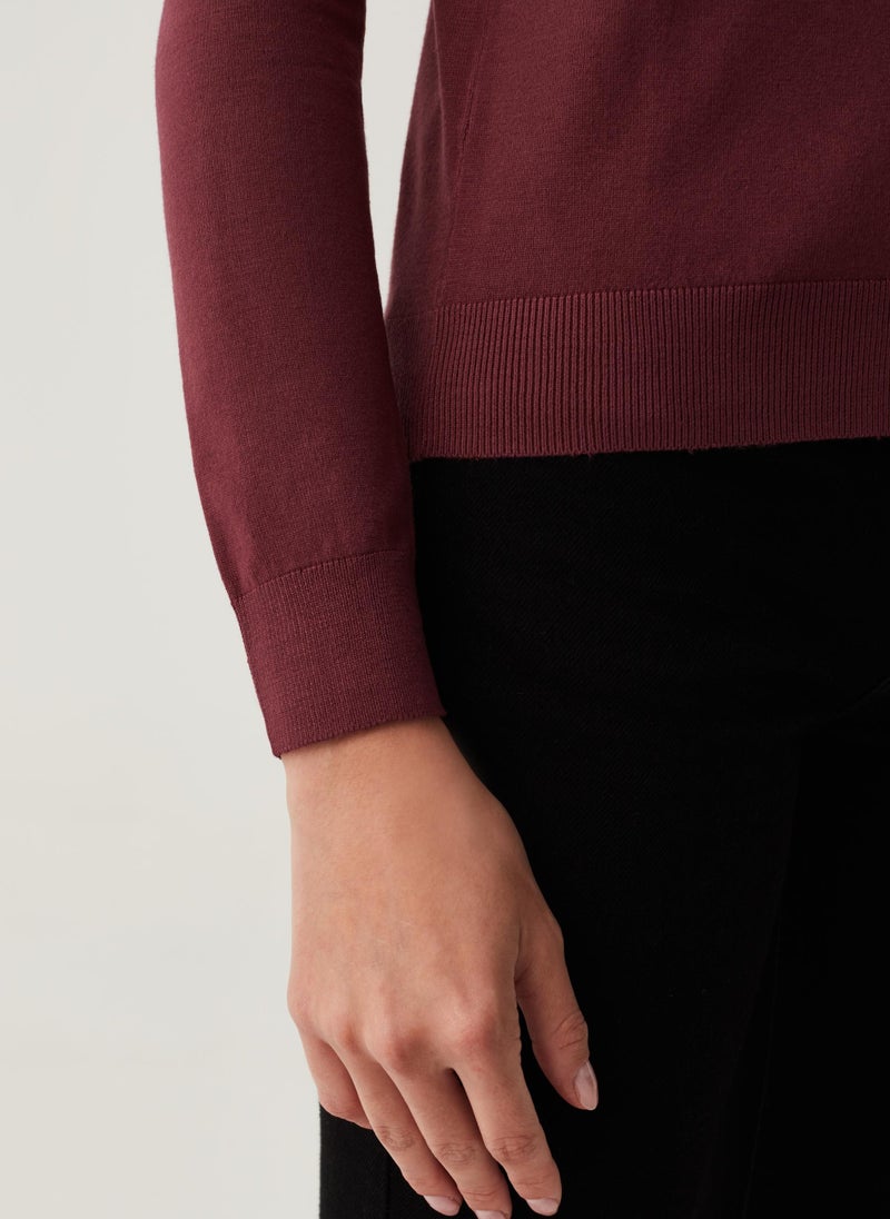 Solid colour cardigan with round neck