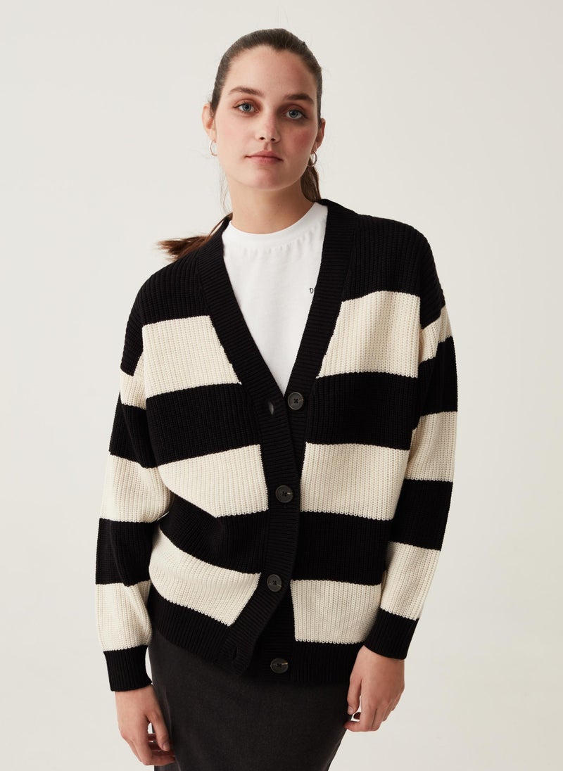 Striped cardigan with V neck