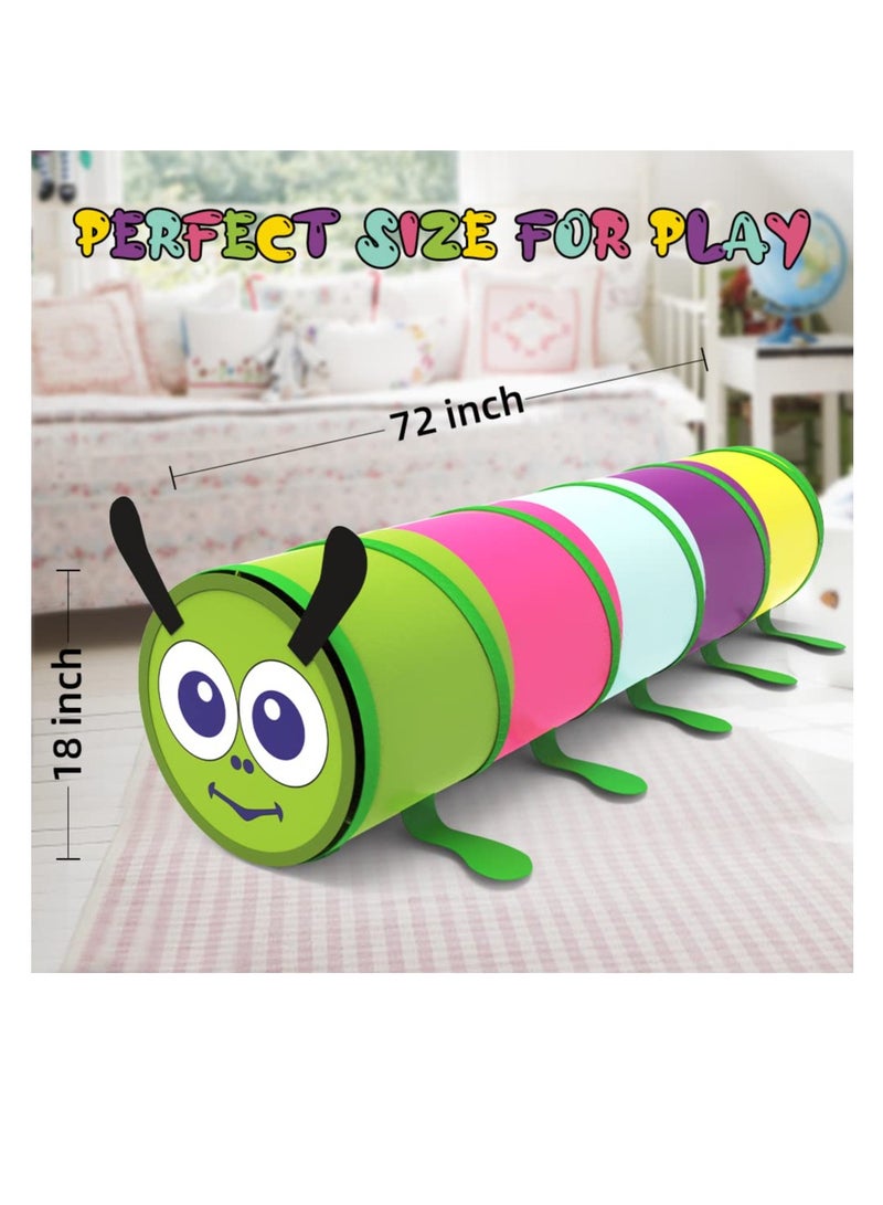 Caterpillar Play Tunnel for Toddlers and Kids, Collapsible Mesh Crawling Tunnel, Fun Backyard Gift for Children and Pets