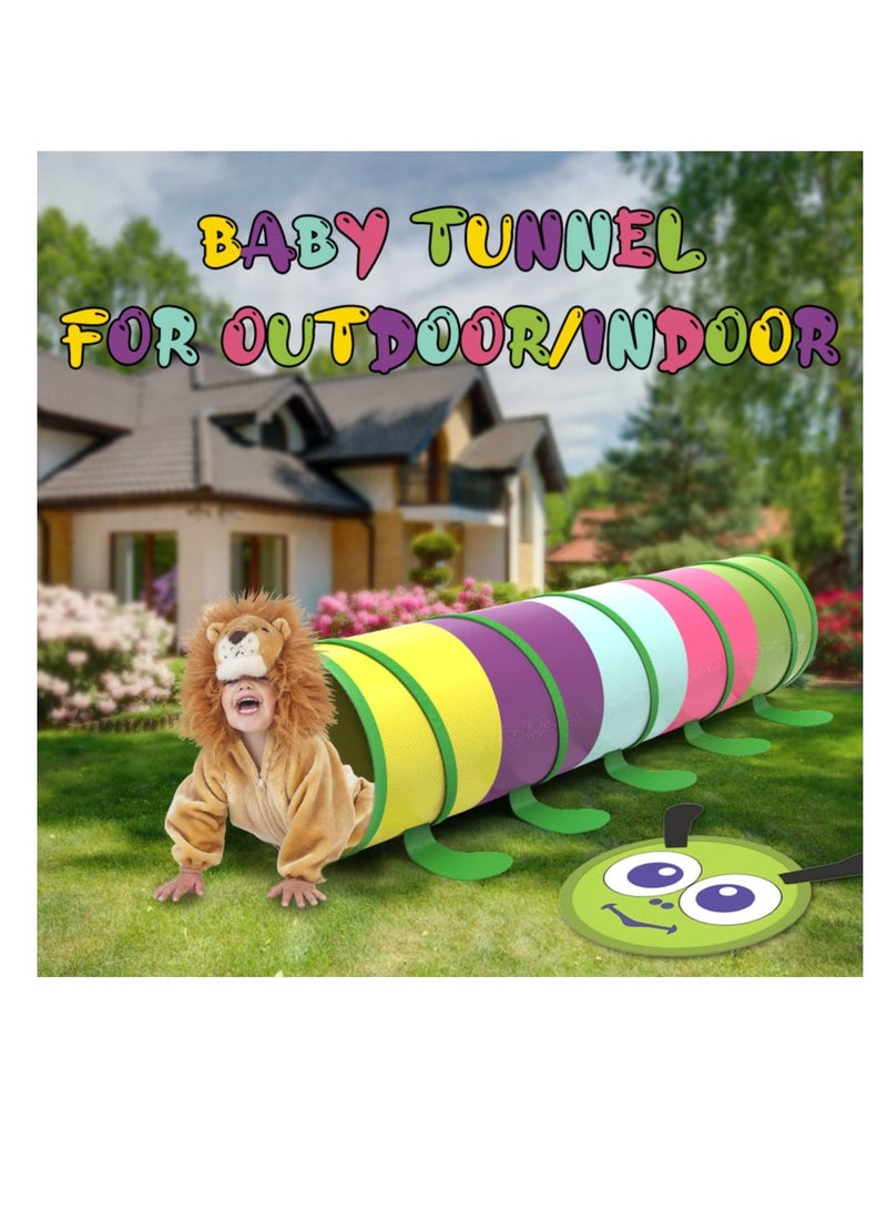 Caterpillar Play Tunnel for Toddlers and Kids, Collapsible Mesh Crawling Tunnel, Fun Backyard Gift for Children and Pets